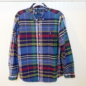 Ralph Lauren Multi Blue & Red Plaid Classic Fit Long Sleeve Button Down Shirt